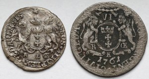 Augustus III Sas, Trojak et Sixpence Gdansk 1760-1761 REOE - set (2pcs)