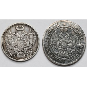 20 kopiejek = 40 groszy 1850 i 25 kopiejek = 50 groszy 1848 MW, Warszawa - zestaw (2szt)