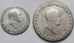 1 et 5 zlotys polonais 1816 et 1818 IB - set (2pcs)
