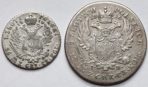 1 et 5 zlotys polonais 1816 et 1818 IB - set (2pcs)