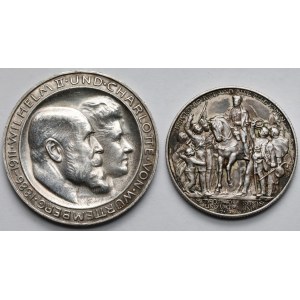 Prusy i Wirtembergia, 2-3 marki 1911-1913 - zestaw (2szt)