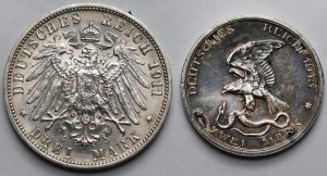 Prussia and Württemberg, 2-3 marks 1911-1913 - set (2pcs)