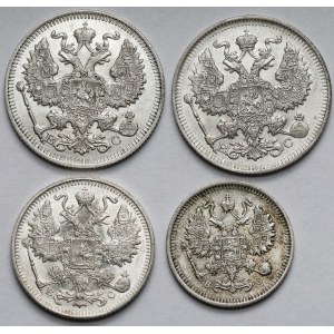 Rosja, Mikołaj II, 10-20 kopiejek 1913-1915 - zestaw (4szt)