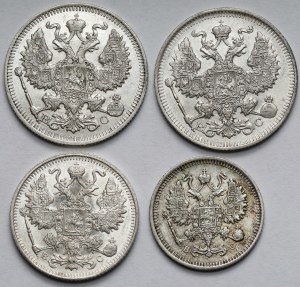 Russie, Nicolas II, 10-20 kopecks 1913-1915 - set (4pc)