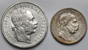 Autriche et Hongrie, François-Joseph Ier, couronne 1879 et couronne 1915 - set (2pc)