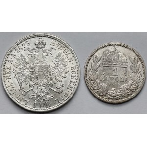 Austria i Węgry, Franciszek Józef I, Floren 1879 i Korona 1915 - zestaw (2szt)