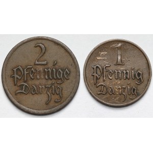 Gdańsk 1-2 fenigi 1926 - zestaw (2szt)