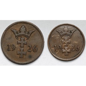 Gdańsk 1-2 fenigi 1926 - zestaw (2szt)