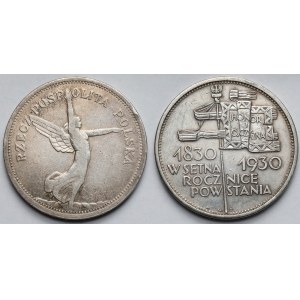 5 złotych 1928-1930 Nike i Sztandar - zestaw (2szt)