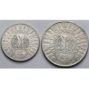 Strzelecki, Piłsudski 5 i 10 złotych 1934 - zestaw (2szt)