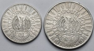 Strzelecki, Piłsudski 5 et 10 zloty 1934 - set (2pcs)