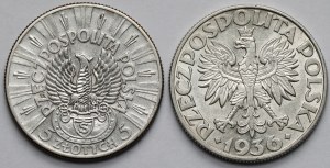 5 Or 1934-1936, Sagittaire et Voile - set (2pc)