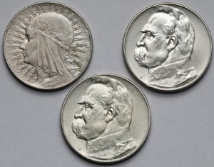 Tête de femme et Pilsudski, 5 zloty 1933-1936 - set (3pcs)