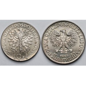 Próba CuNi 10 złotych 1965, VII wieków Warszawy - Syrena i 1971 FAO Fiat Panis - zestaw (2szt)