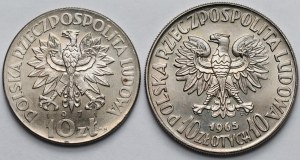 CuNi 10 zloty 1965, VII wieków Warszawy - Syrena et 1971 FAO Fiat Panis - set (2pcs)