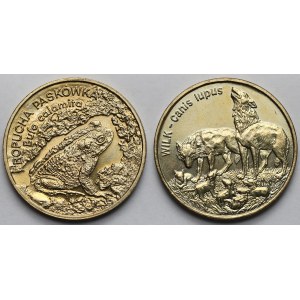2 złote 1998-1999 Ropucha Paskówka i Wilk - zestaw (2szt)