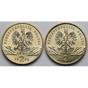 2 złote 1998-1999 Ropucha Paskówka i Wilk - zestaw (2szt)
