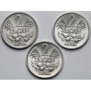 2 złote 1960-1974 - zestaw (3szt)