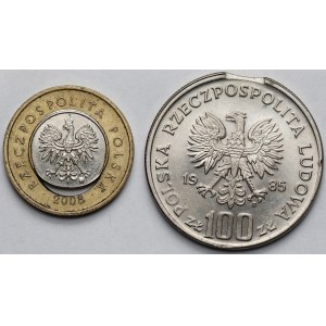 2-100 złotych 1985-2008 - DESTRUKTY MENNICZE - zestaw (2szt)