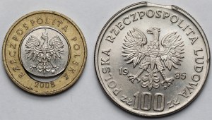 Monnaie 2 et 100 zloty 1985-2008 - set (2pcs)