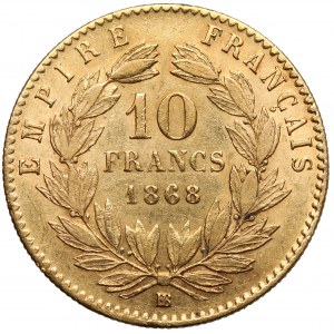 Francja, Napoleon III, 10 franków 1868 BB, Strasbourg