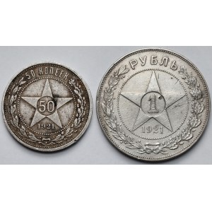Rosja / RFSRR, Rubel i 50 kopiejek 1921 AG - zestaw (2szt)