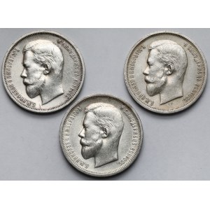 Rosja, Mikołaj II, 50 kopiejek 1911-1913 - zestaw (3szt)