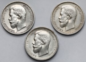 Russia, Nicholas II, 50 kopecks 1911-1913 - set (3pcs)