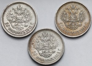 Russia, Nicholas II, 50 kopecks 1911-1913 - set (3pcs)