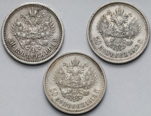 Russia, Nicholas II, 50 kopecks 1911-1913 - set (3pcs)