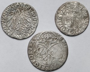 Albrecht Hohenzollern et Sigismond III Vasa, Penny, 3 Crores et Sixpence 1544-1626 - set (3pc)