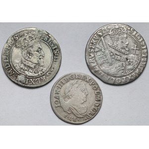 Zygmunt III Waza i Jan III Sobieski, Orty i Szóstak 1618-1683 - zestaw (3szt)