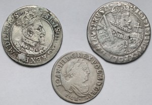 Sigismund III Vasa and John III Sobieski, Orty and Szóstak 1618-1683 - set (3pcs)