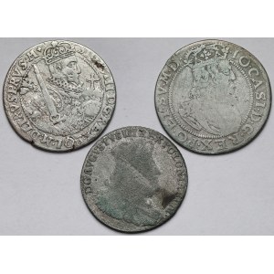 Zygmunt III Waza, Jan II Kazimierz i August III Sas, Orty 1623-1755 - zestaw (3szt)
