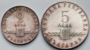 Bulgarie, 2 et 5 leva 1963 - 1100e anniversaire de l'alphabet cyrillique - set (2pcs)