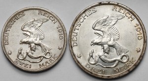 Prusse, 2ème et 3ème marques 1913, Berlin - Bataille des Nations - set (2pc)