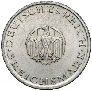 Weimar, 5 marks 1929-A, Berlin - Lessing