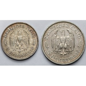 Niemcy, III Rzesza, 2 i 5 marek 1934 - Schiller - zestaw (2szt)
