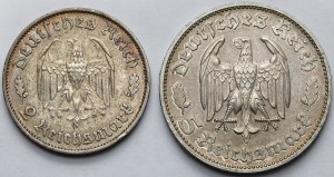 Germany, Third Reich, 2 and 5 marks 1934 - Schiller - set (2pcs)