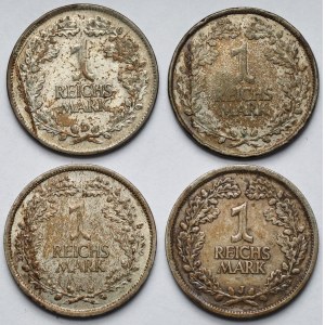 Weimar, 1 mark 1925-1926 - zestaw (4szt)