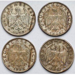 Weimar, 1 mark 1925-1926 - zestaw (4szt)