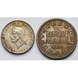 Niemcy, 2-3 marki 1924-1934 - zestaw (2szt)