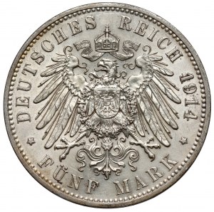 Saxony, 5 marks 1914-E, Muldenhütten