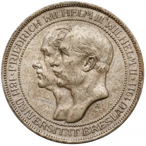 Prusy, 3 marki 1911-A, Berlin - Uniwersytet we Wrocławiu