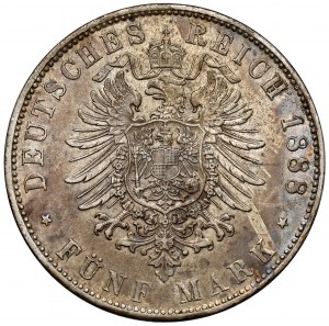Bavaria, 5 marks 1888-D, Munich - small eagle