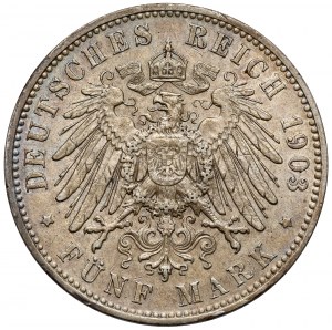 Saxony, 5 marks 1904-E, Muldenhütten