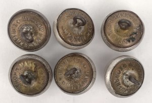 Russie, Boutons cléricaux plaqués argent ( ?) - set (6pcs)