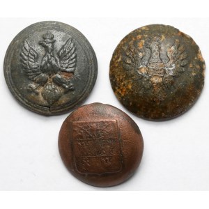 Guziki legionowe i Guzik Guberni Warszawskiej - zestaw (3szt)
