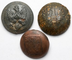 Legion buttons and Warsaw Gubernia buttons - set (3pcs)