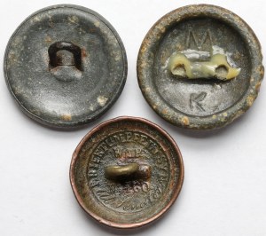 Legion buttons and Warsaw Gubernia buttons - set (3pcs)